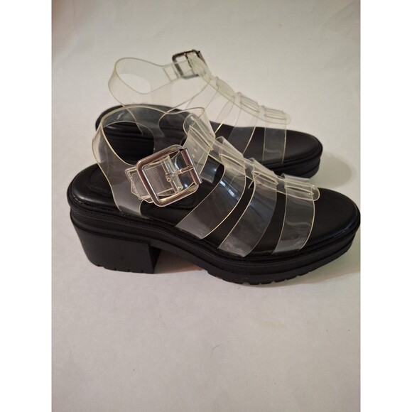 ASOS DESIGN Black Platform Buckle Sandals Chunky Women's Size 6 - Picture 9 of 9